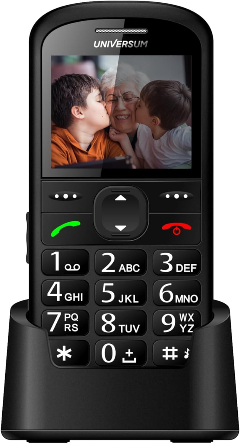 UNIVERSUM W60-C - Senior Mobile Phone without Contract with Large Buttons & Charging Station - Emergency Call Button SOS, Torch, Magnifying Glass, FM Radio, Bluetooth, USB-C - Large Button Mobile Phone for Seniors with Hands-Free Function – Bild 6