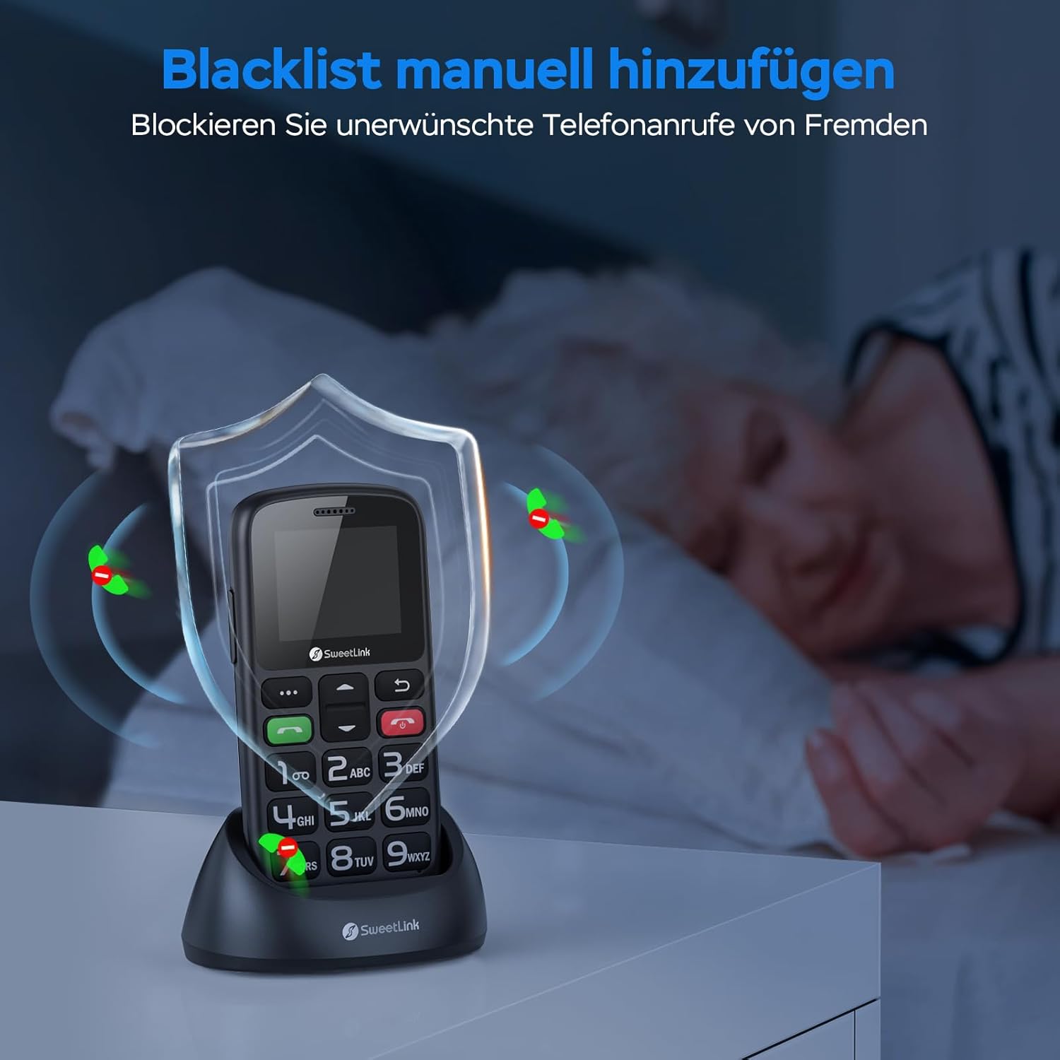 SweetLink S2PLUS Senior Mobile Phone without Contract - Dual SIM 2G GSM with 1400 mAh Battery, SOS Emergency Call Button, 1.77 Inch Large Button Display, Charging Station & FM Radio | with Clear Voice Prompt and 12 Days Standby – Bild 6