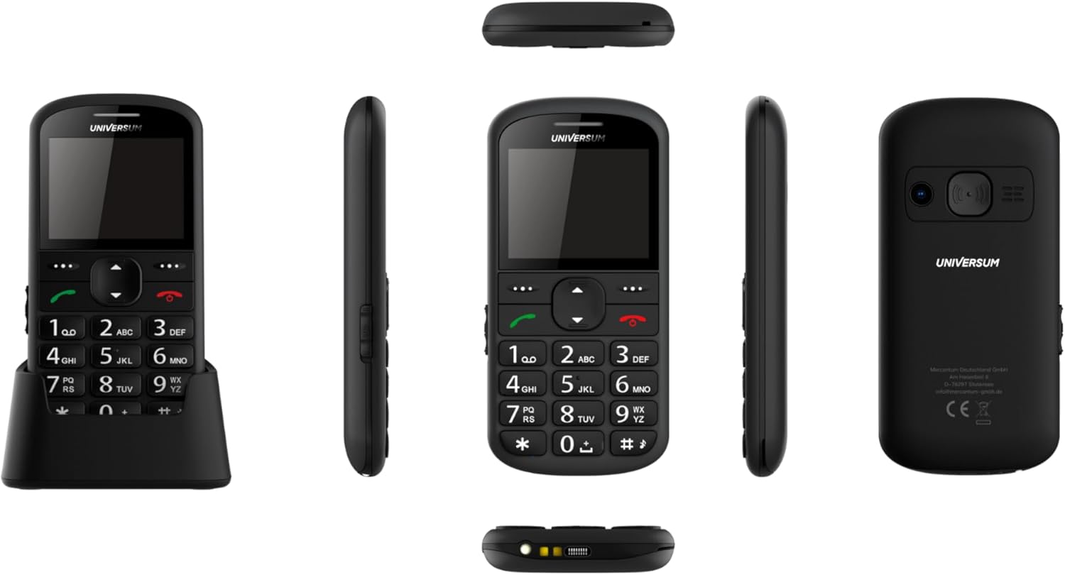 UNIVERSUM W60-C - Senior Mobile Phone without Contract with Large Buttons & Charging Station - Emergency Call Button SOS, Torch, Magnifying Glass, FM Radio, Bluetooth, USB-C - Large Button Mobile Phone for Seniors with Hands-Free Function – Bild 12