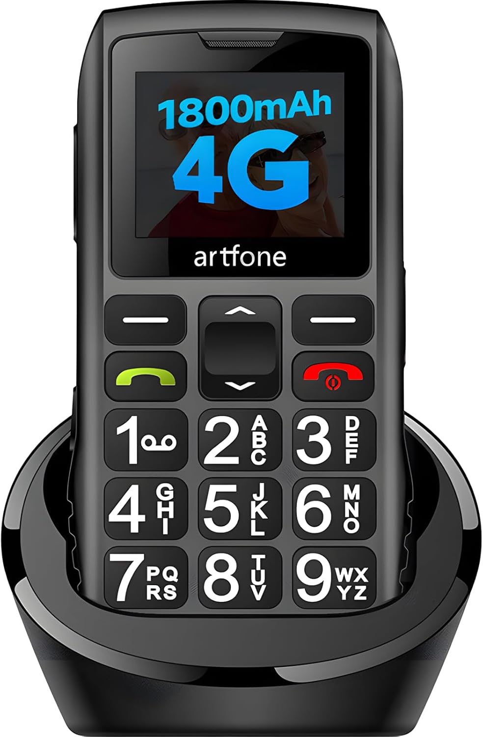 artfone 4G Senior Mobile Phone without Contract | SIM with Emergency Call Button | Pensioner Mobile Phone Large Buttons | Torch | Battery Long Standby Time | USB-C | Button Mobile Phone with Charging Station | 1.77 Inch Colour Display