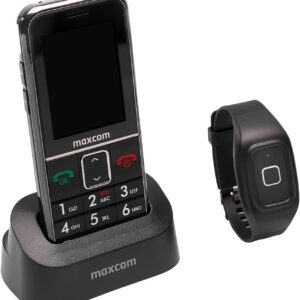 MaxCom MM735BB Senior Mobile Phone with Waterproof Emergency Call Bracelet and GPS Tracking without Contract, Home Emergency Call Mobile Phone for Seniors, Helpline Firmware