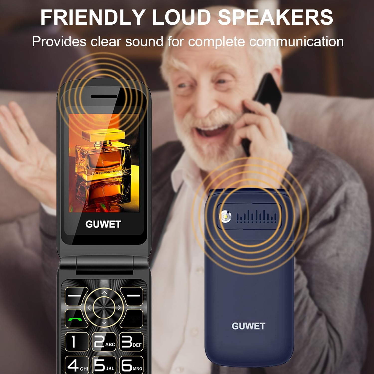 2G Senior Mobile Phone Folding Mobile Phone without Contract, Pensioner Mobile Phone Large Buttons, SOS Emergency Call Function, 1600 mAh Battery, 2.4 Inch + 1.77 Inch Dual Display, Dual SIM with Emergency Call Button, Blue – Bild 6