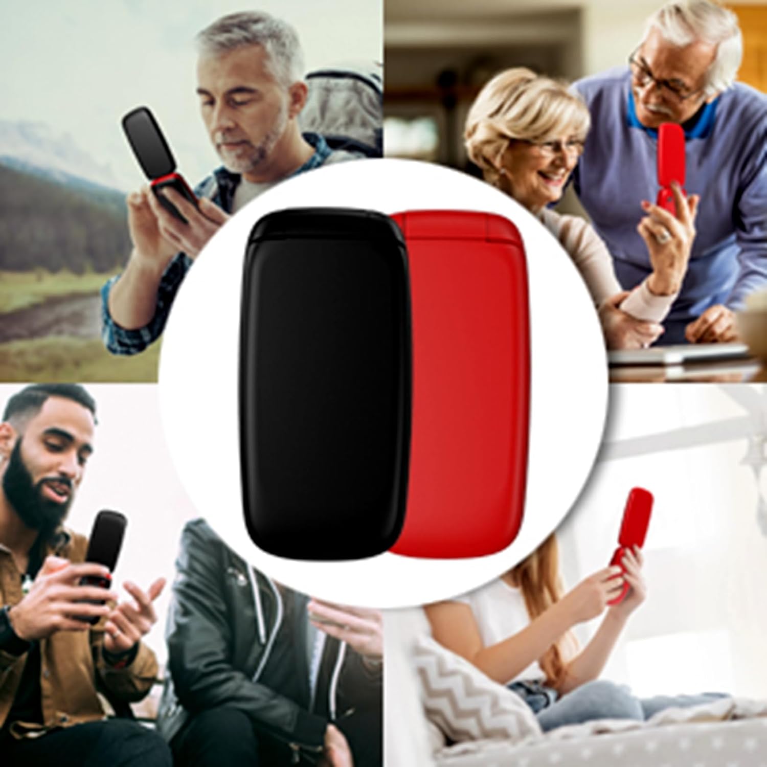 CHAKEYAKE Senior Mobile Phone without Contract, Folding Mobile Phone with Large Buttons, 2G GSM Mobile Phone for Seniors with 1.7 Inch Colour Display, Dual SIM, SOS Emergency Call Button, Torch (Black Red) – Bild 4