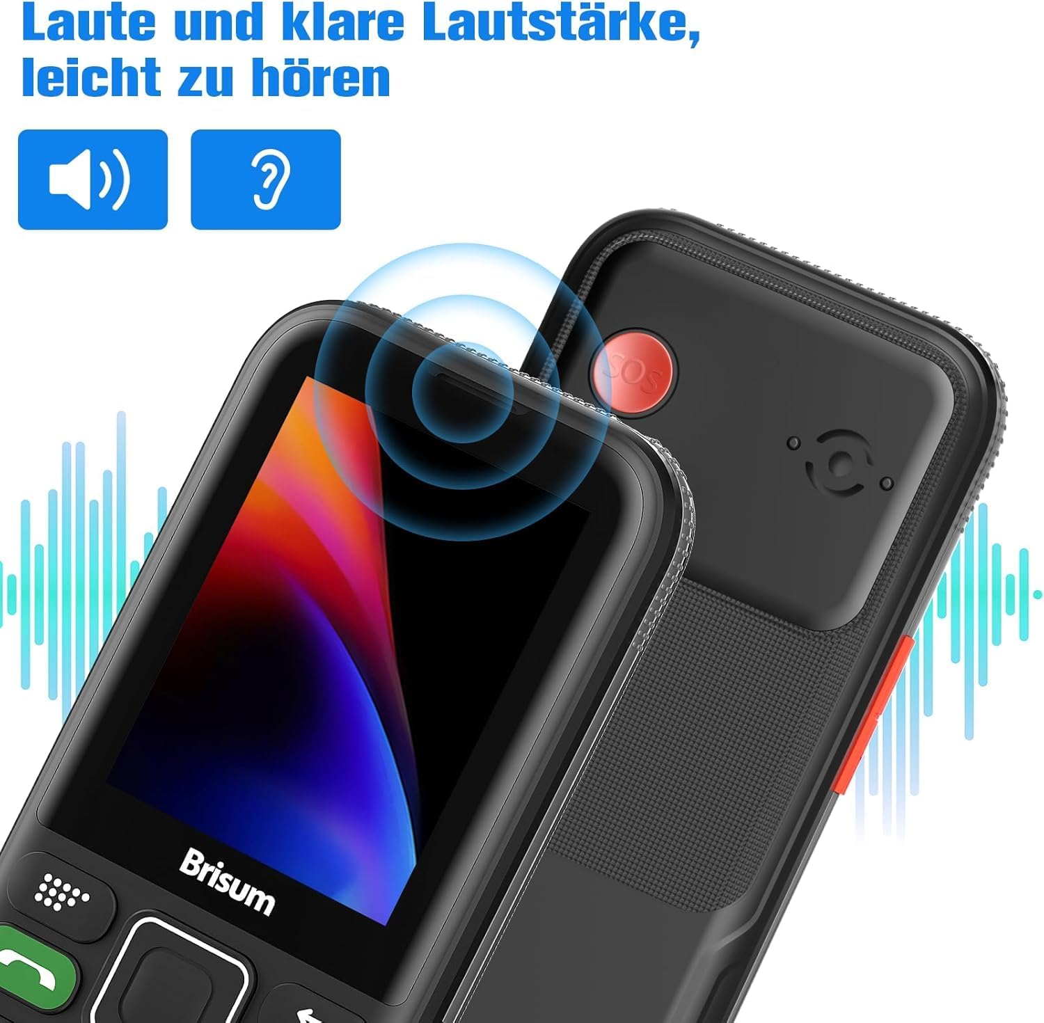 Version F22 Senior Mobile Phone without Contract | 2500 mAh Battery Long Standby Time | Dual SIM with Emergency Call Button | Pensioner Mobile Phone Large Buttons | Large Button Mobile Phone with Charging Station | 2.4 Inch Colour Display – Bild 5