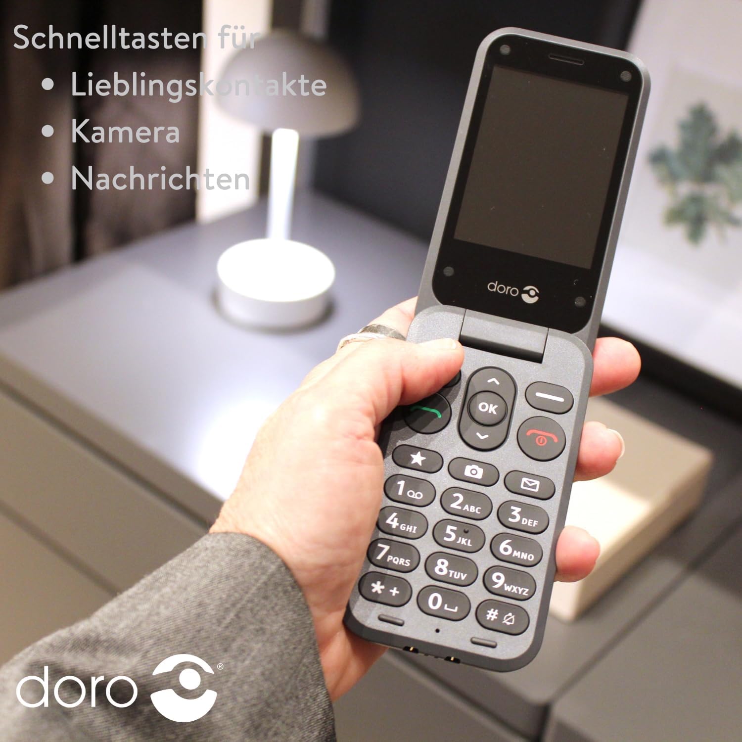 Doro Telephone Leva E20 - 4G Flip Phone for Seniors - 2.8 Inch Display, High Contrast Buttons, Ultra Clear Sound, HD Voice, Camera, Secure Button - Black – Bild 5