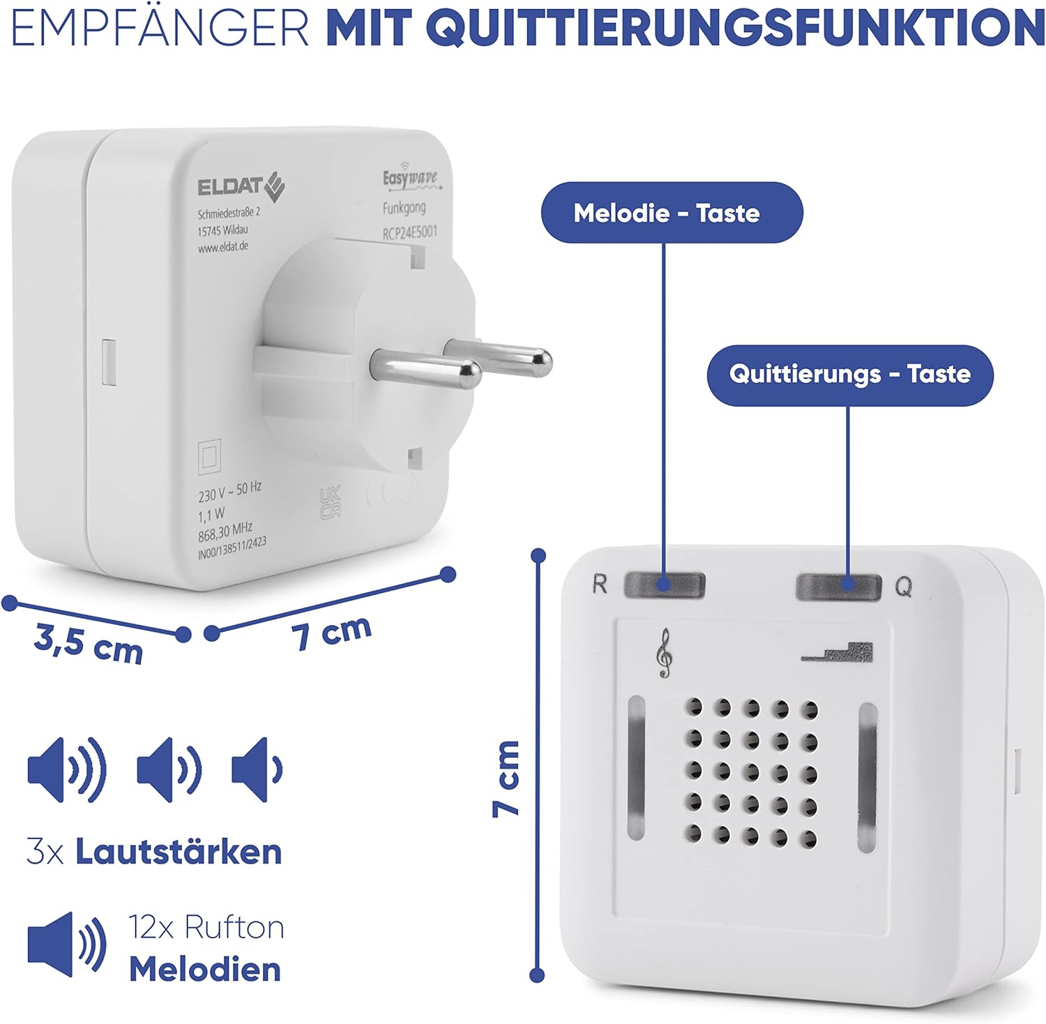 ELDAT - Mobile home emergency call with emergency call transmitters and acknowledgement function - Emergency button for seniors - RS16 with bracelet transmitter RT26, collar transmitter RT27 and – Bild 4