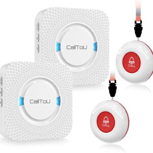 CalltoU Emergency Call Button for Seniors Emergency Call Wireless Emergency Button Home Emergency Call for Seniors 500 Feet in Open Area for Caregivers Patient Elderly (2 Transmitters 2 Receivers)