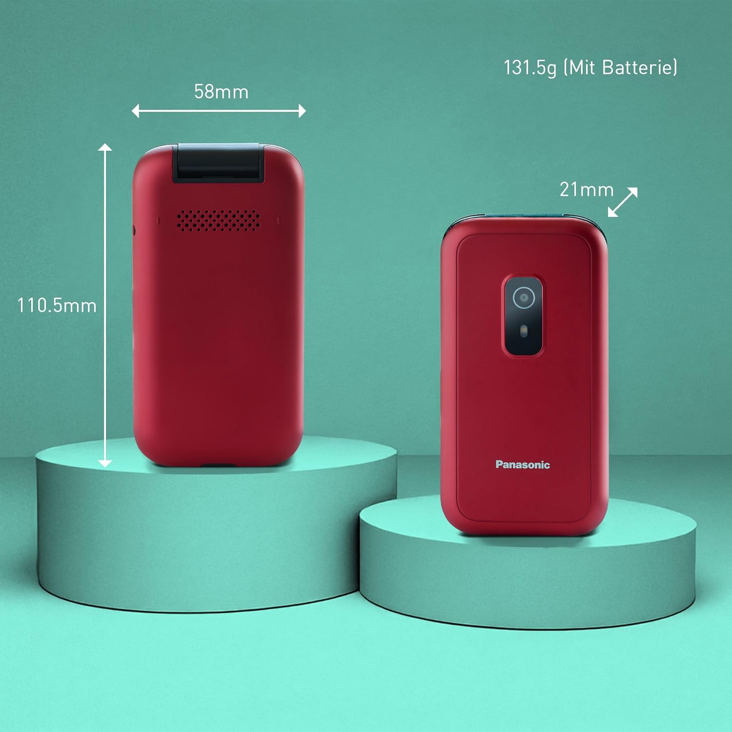 Panasonic KX-TF600 4G Easy Phone, Volte Klare Anrufe, 290 Stunden Standby, USB-C Schnellladung, 2,8" Display, Bluetooth, LED Taschenlampe, IP44 Wasserdicht, Beleuchtete Tasten, Rot – Bild 7