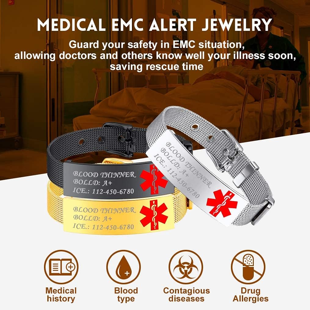 Bandmax Men's bracelet, elegant ID bracelet made of stainless steel/18 carat gold-plated, name, text, engraving, shield bracelet for men, women, fashion jewellery – Bild 2