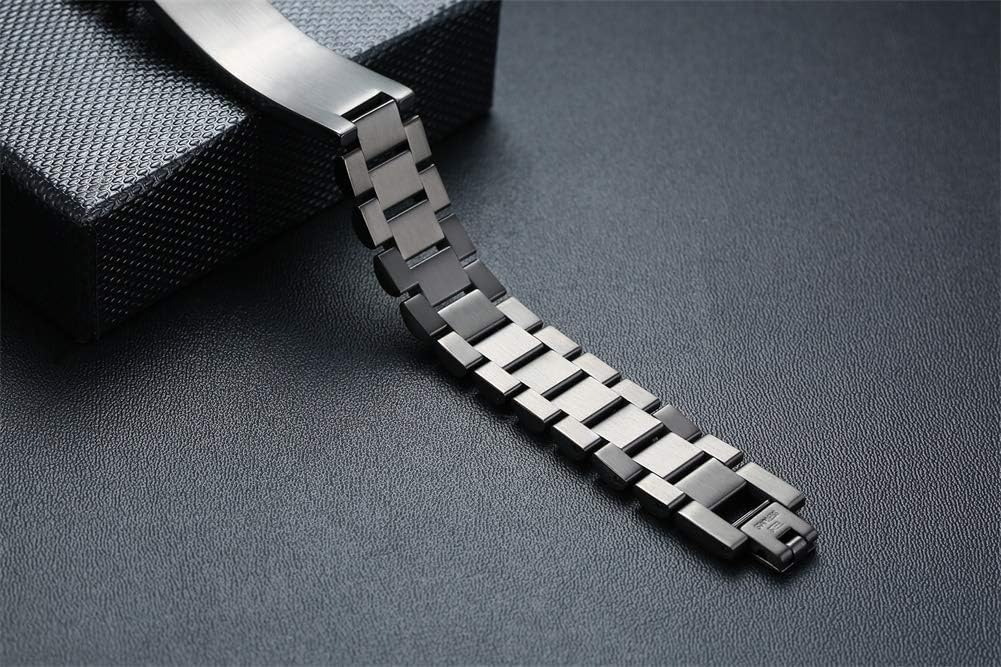 Men's Emergency Bracelet, Medical Bracelet, Engraved Medical Alarm, ID Bracelets with Adjustable Stainless Steel, Personalised Allergy, Diabetic Emergency Bracelet for Men – Bild 5