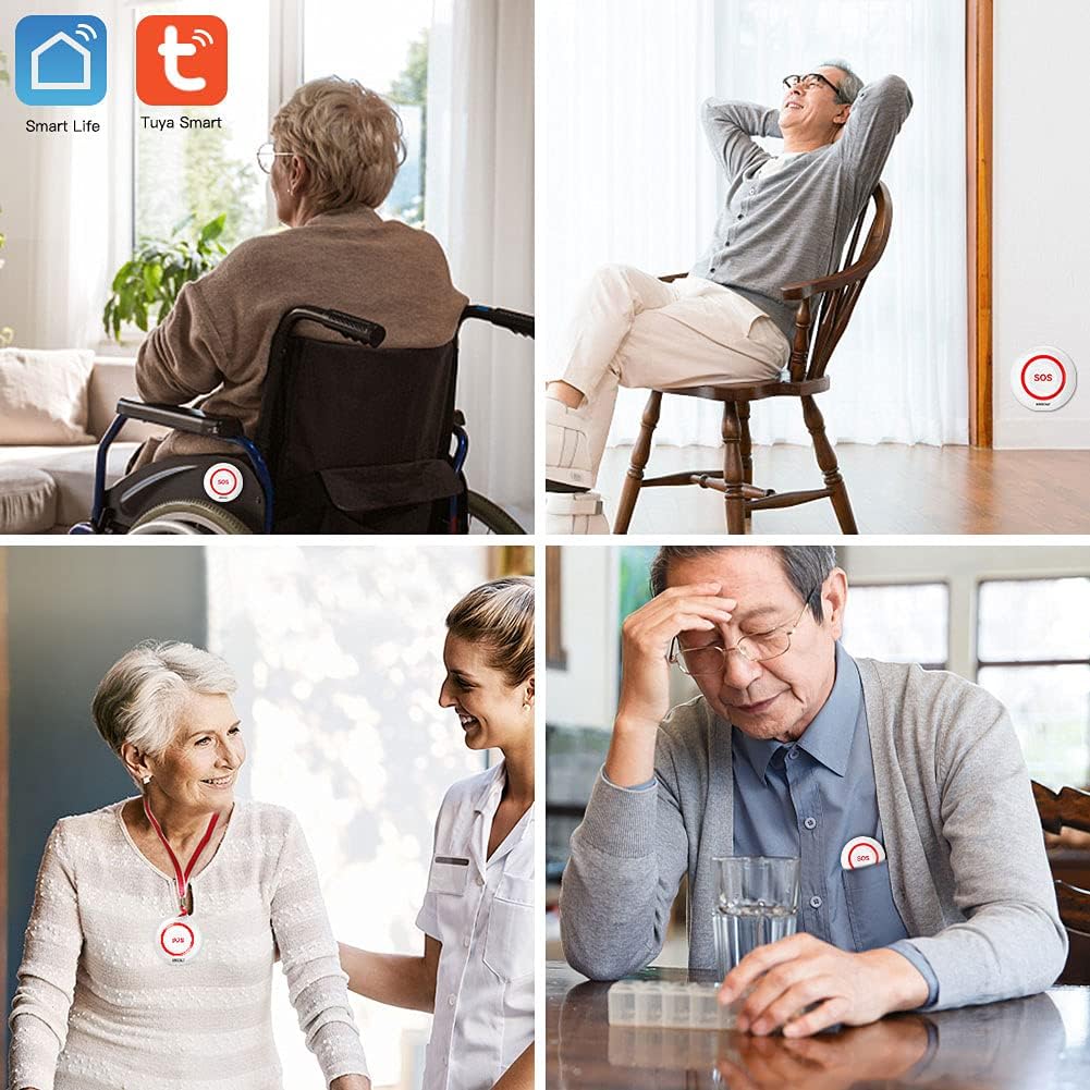 SINGCALL Wireless Emergency Button for Seniors Call System, Tuya WiFi Smart SOS Emergency Button, Red Seniors Emergency Call x 1 (Supports 2.4GHz WiFi) – Bild 6