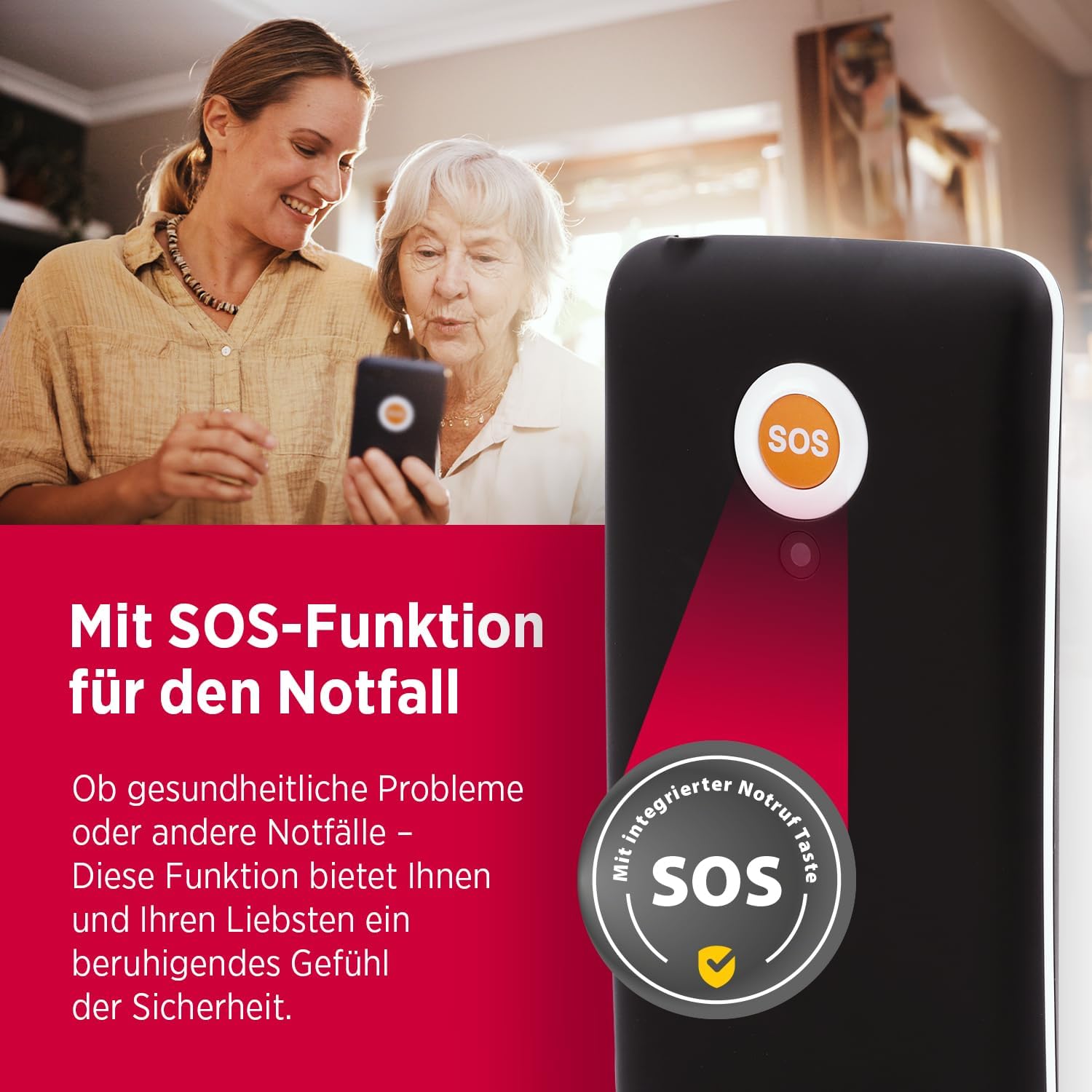 Olympia LUX Mobile Phone | Comfort Mobile Phone with Large Buttons | Colour Display | SOS Button | Senior Mobile Phone without Contract | Dual SIM, MicroSD Slot, Bluetooth | Torch | Includes Charging Cradle | Black – Bild 3