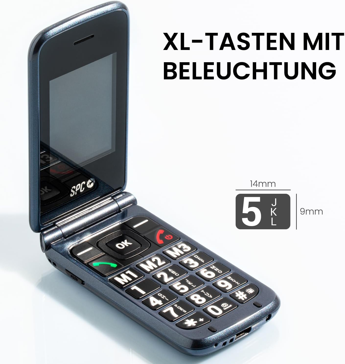 SPC Stella 3 - 4G Senior Mobile Phone with Folding Cover, Menu and Large Buttons, Emergency Call Button, Remote Configuration, Hearing Aid Compatible and 103 dB Volume, Charging Station and 3 Direct Memories, Black – Bild 2