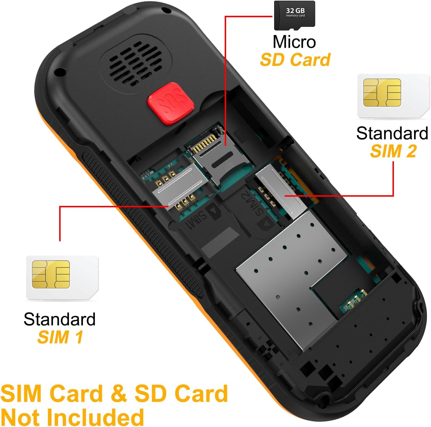 Senior Mobile Phone Without Contract GSM with Charging Station, Dual SIM Button Mobile Phone Senior Phone with 1800 mAh Battery Long Standby Time, USB-C Mobile Phone Seniors Mobile Phone Simple with Large Buttons, SOS Emergency Call Button – Bild 8