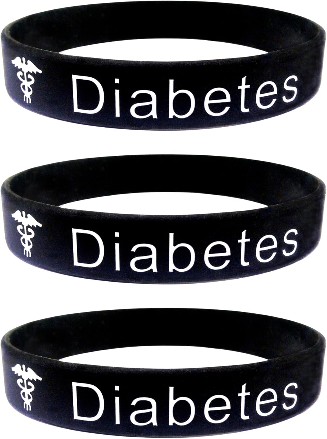 Butler & Grace Diabetes Silicone Medical Bracelet Diabetic Emergency Bracelet for Men Women Black White 8 Inch 202 mm