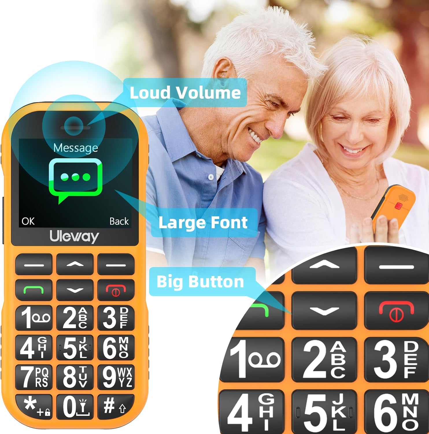 Senior Mobile Phone Without Contract GSM with Charging Station, Dual SIM Button Mobile Phone Senior Phone with 1800 mAh Battery Long Standby Time, USB-C Mobile Phone Seniors Mobile Phone Simple with Large Buttons, SOS Emergency Call Button – Bild 3