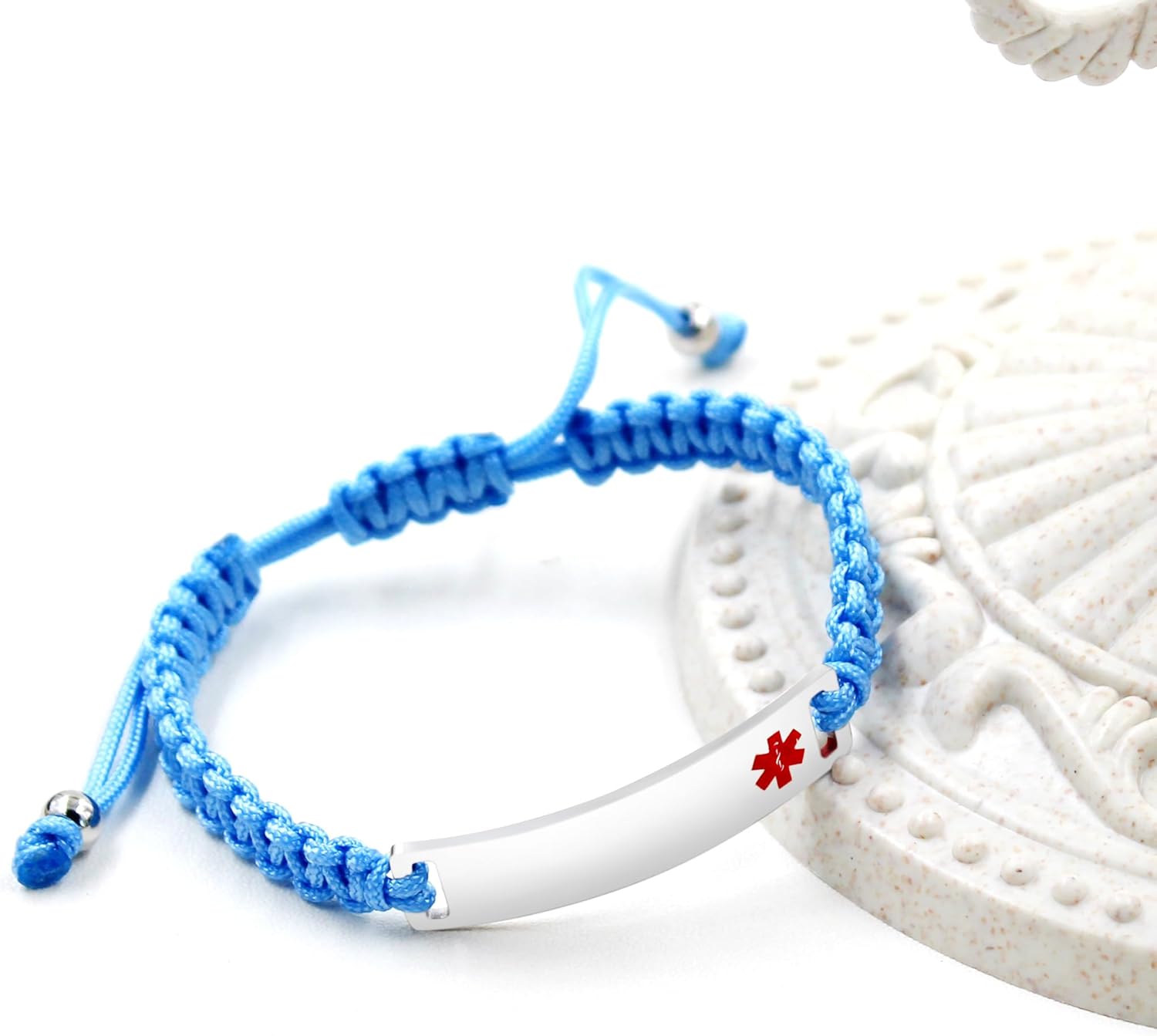 Uloveido Medical Alert ID Bracelet, Laser Engraved Epilepsy Adjustable Bracelet for Men and Women, Emergency First Aid Handmade Braided Health Warning Engraved Bracelet – Bild 7