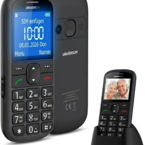 UNIVERSUM W60-C - Senior Mobile Phone without Contract with Large Buttons & Charging Station - Emergency Call Button SOS, Torch, Magnifying Glass, FM Radio, Bluetooth, USB-C - Large Button Mobile Phone for Seniors with Hands-Free Function