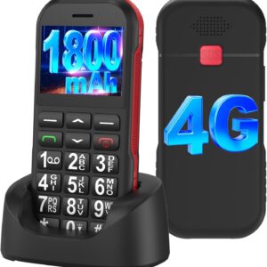 CHAKEYAKE 4G Senior Mobile Phone without Contract with Large Buttons, 1800 mAh Long Standby Retirees Seniors Mobile Phone Large Button Mobile Phone with USB-C, SOS Function, Torch, Charging Station Black