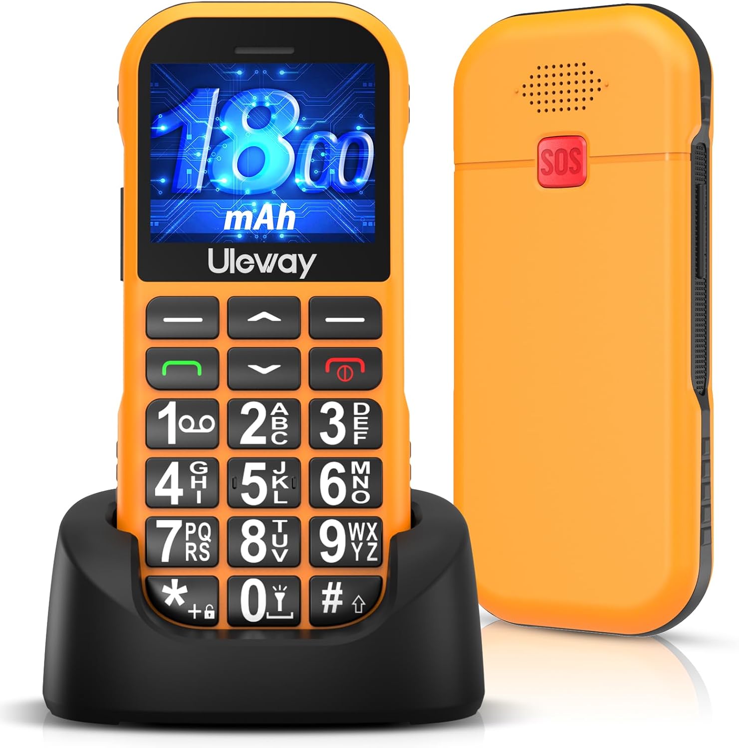 Senior Mobile Phone Without Contract GSM with Charging Station, Dual SIM Button Mobile Phone Senior Phone with 1800 mAh Battery Long Standby Time, USB-C Mobile Phone Seniors Mobile Phone Simple with Large Buttons, SOS Emergency Call Button