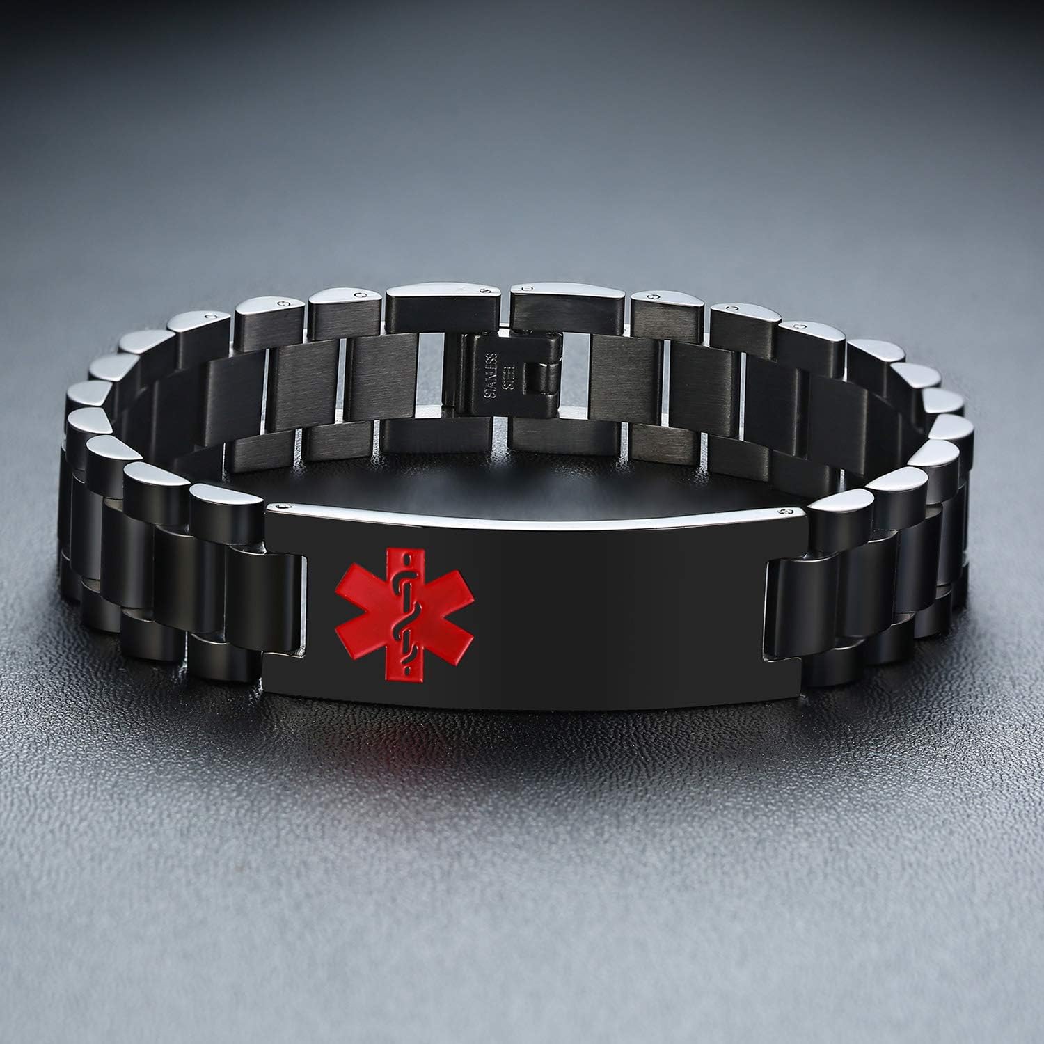 Men's Emergency Bracelet, Medical Bracelet, Engraved Medical Alarm, ID Bracelets with Adjustable Stainless Steel, Personalised Allergy, Diabetic Emergency Bracelet for Men – Bild 3
