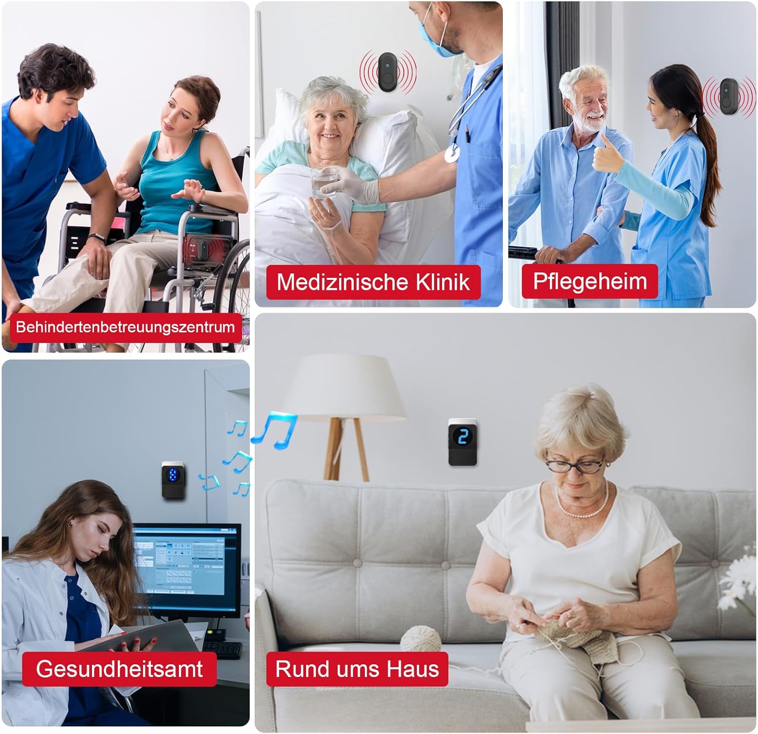 CallToU Emergency Call Button for Seniors Wireless Emergency Button Call Button for Caregivers 150 m Long Range SOS Alarm for Patients at Home / for Nursing Homes in Clinics (4 Transmitters and 1 Receiver) – Bild 3