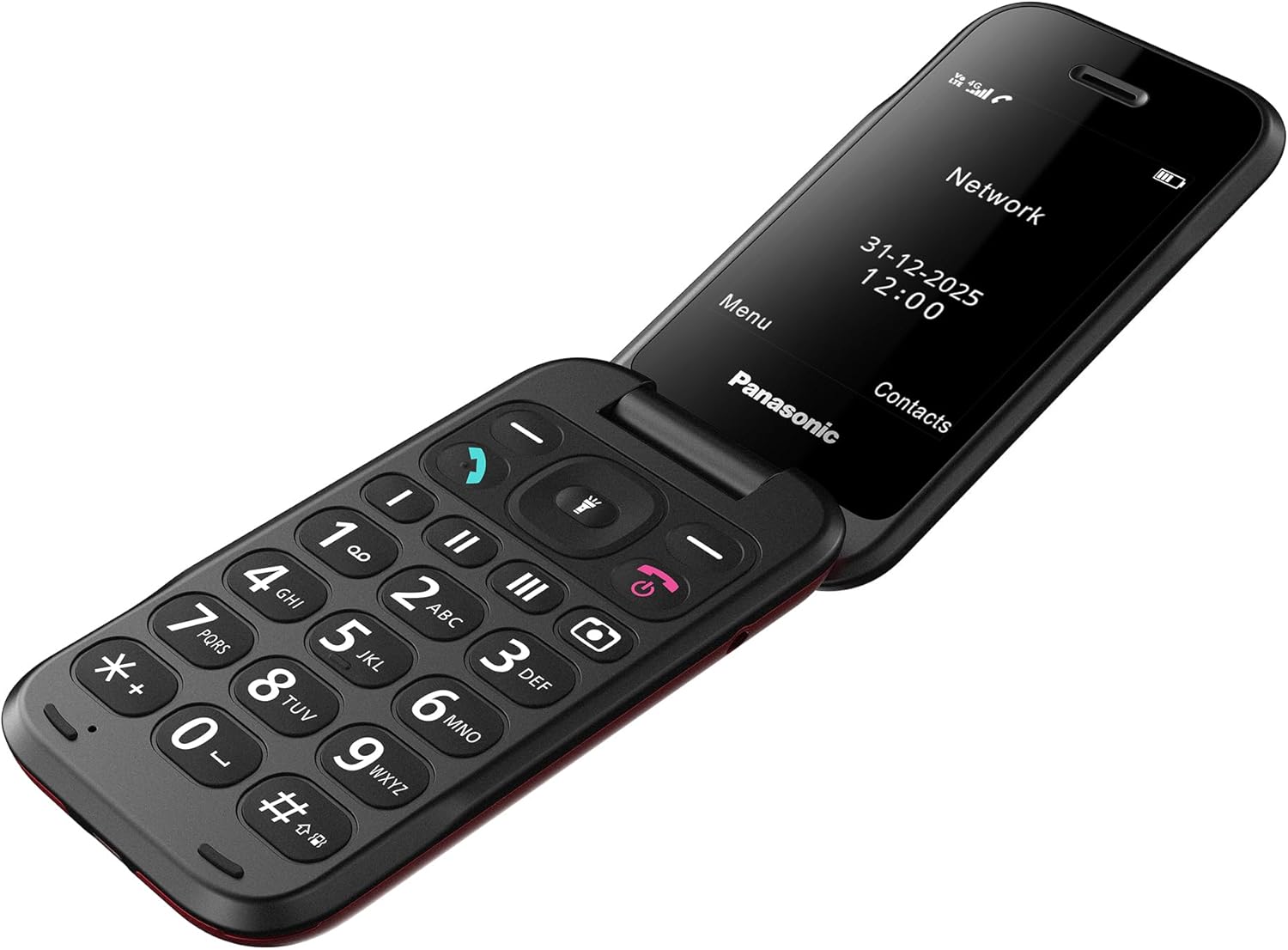 Panasonic KX-TF600 4G Easy Phone, Volte Klare Anrufe, 290 Stunden Standby, USB-C Schnellladung, 2,8" Display, Bluetooth, LED Taschenlampe, IP44 Wasserdicht, Beleuchtete Tasten, Rot – Bild 11