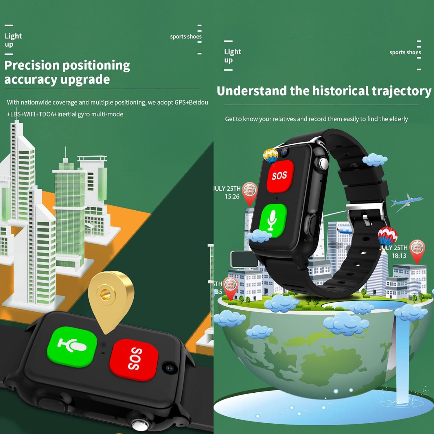 Emergency Call Bracelet for Seniors GPS Intelligent Bracelet Seniors SOS Emergency Call Bracelet with Electric Fence Voice Chat Video Call 4G Calls for Elderly People Pregnant Women Red – Bild 5