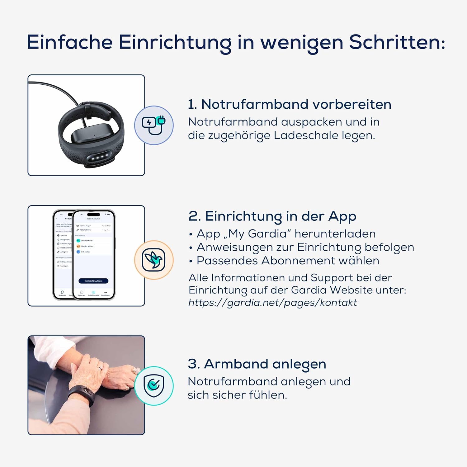 Beurer Gardia emergency call bracelet with fall detection, innovative emergency call system made of bracelet and app, voice connection in emergency, 24-hour emergency call service at home and on the go, all advantages with the ABO of your choice – Bild 8