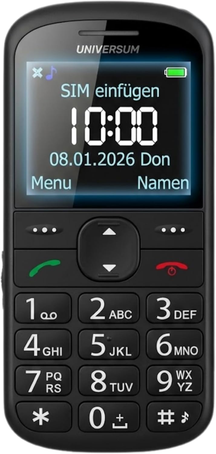 UNIVERSUM W60-C - Senior Mobile Phone without Contract with Large Buttons & Charging Station - Emergency Call Button SOS, Torch, Magnifying Glass, FM Radio, Bluetooth, USB-C - Large Button Mobile Phone for Seniors with Hands-Free Function – Bild 2