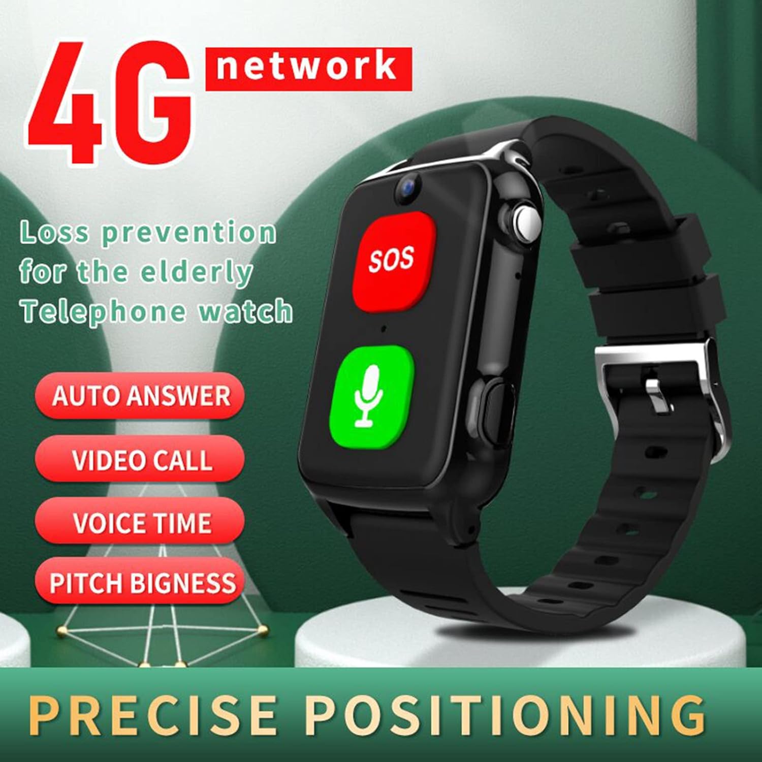 Emergency Call Bracelet for Seniors GPS Intelligent Bracelet Seniors SOS Emergency Call Bracelet with Electric Fence Voice Chat Video Call 4G Calls for Elderly People Pregnant Women Red – Bild 3