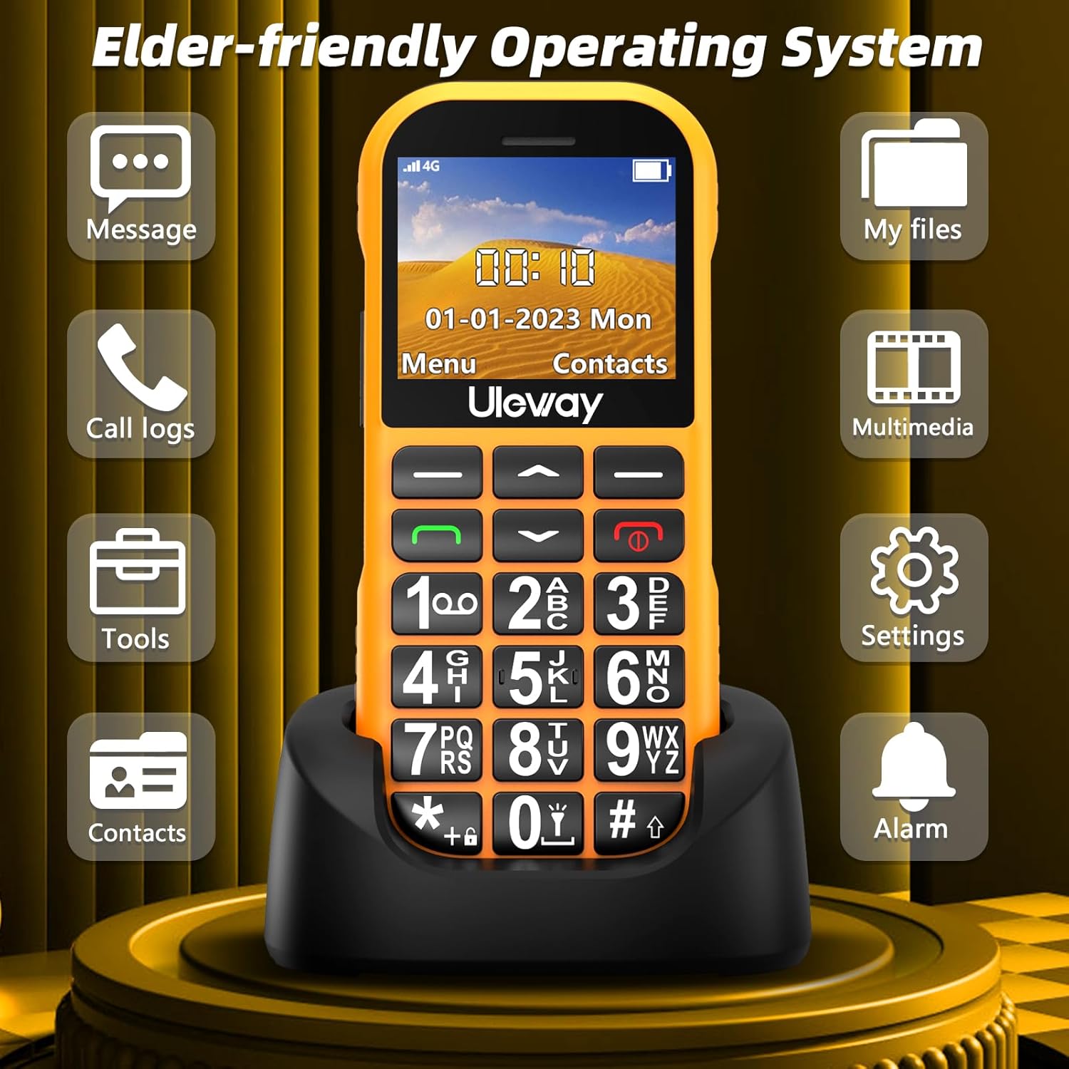 Senior Mobile Phone Without Contract GSM with Charging Station, Dual SIM Button Mobile Phone Senior Phone with 1800 mAh Battery Long Standby Time, USB-C Mobile Phone Seniors Mobile Phone Simple with Large Buttons, SOS Emergency Call Button – Bild 2