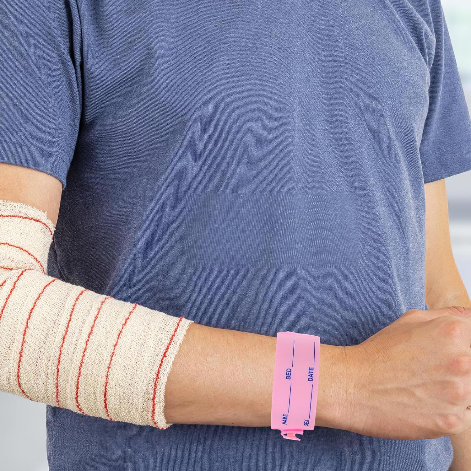 FUOYLOO 100 Stück Rosa Identifikationsarmbänder aus Pvc mit Verstellbarer Passform und Fleckenresistent für Krankenhauspatienten und Senioren – Bild 6
