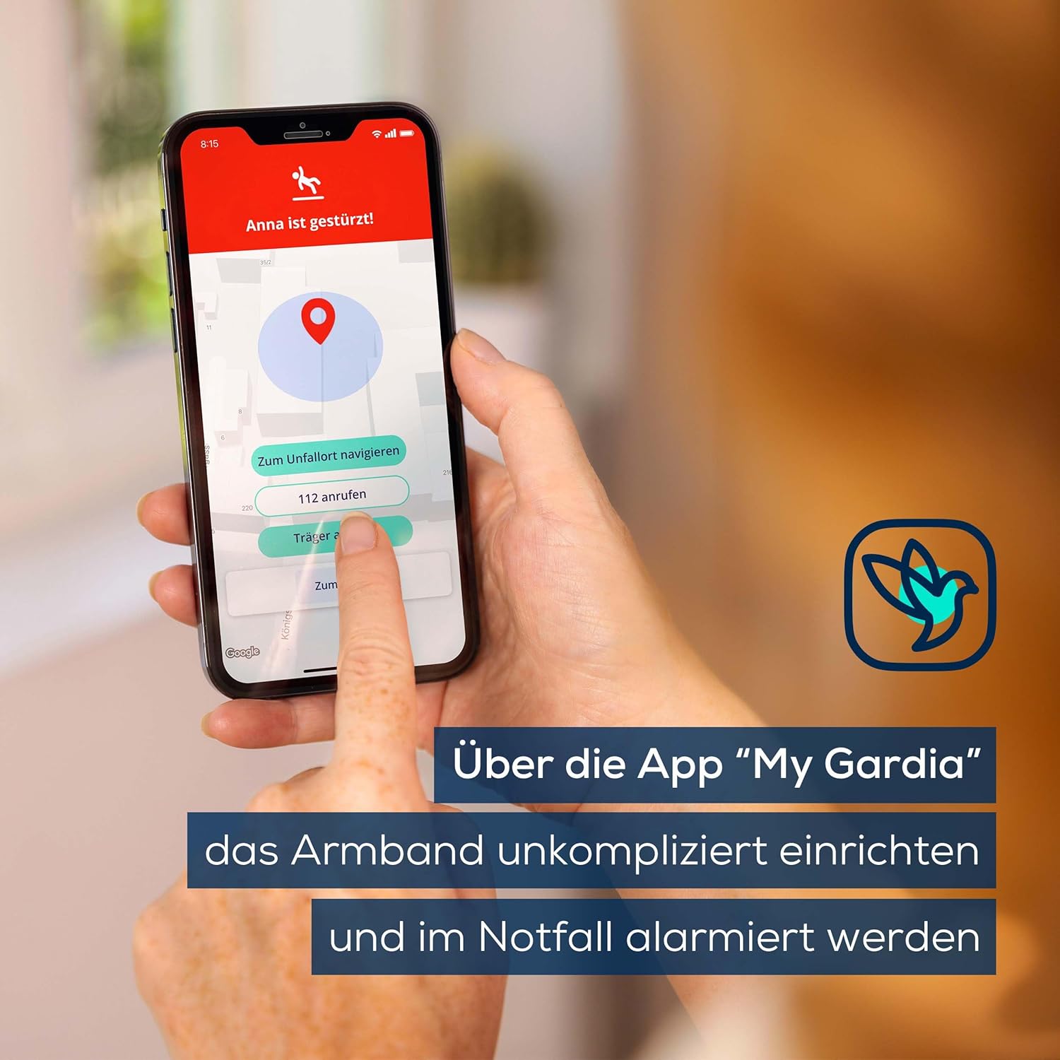 Beurer Gardia emergency call bracelet with fall detection, innovative emergency call system made of bracelet and app, voice connection in emergency, 24-hour emergency call service at home and on the go, all advantages with the ABO of your choice – Bild 5