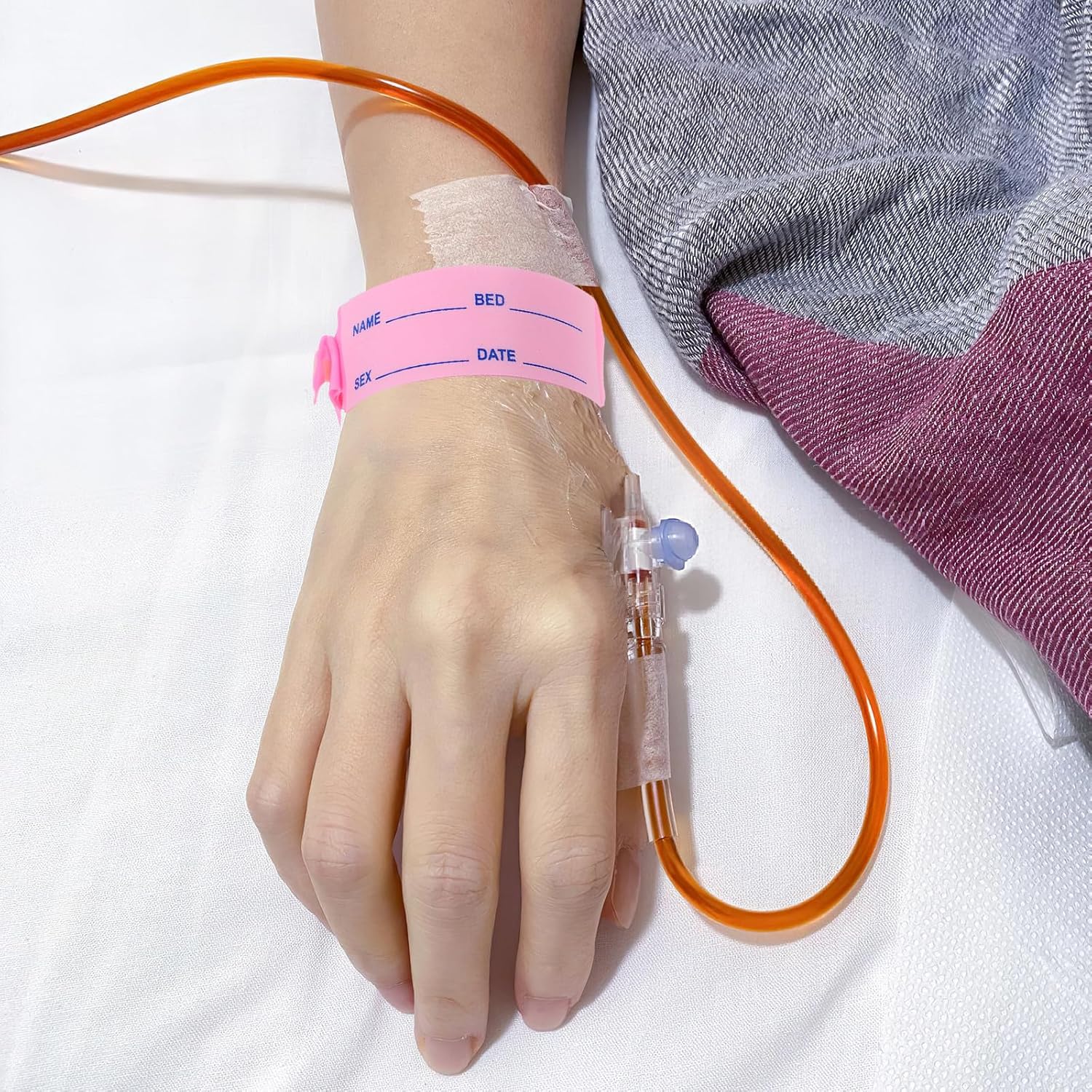 FUOYLOO 100 Stück Rosa Identifikationsarmbänder aus Pvc mit Verstellbarer Passform und Fleckenresistent für Krankenhauspatienten und Senioren – Bild 8