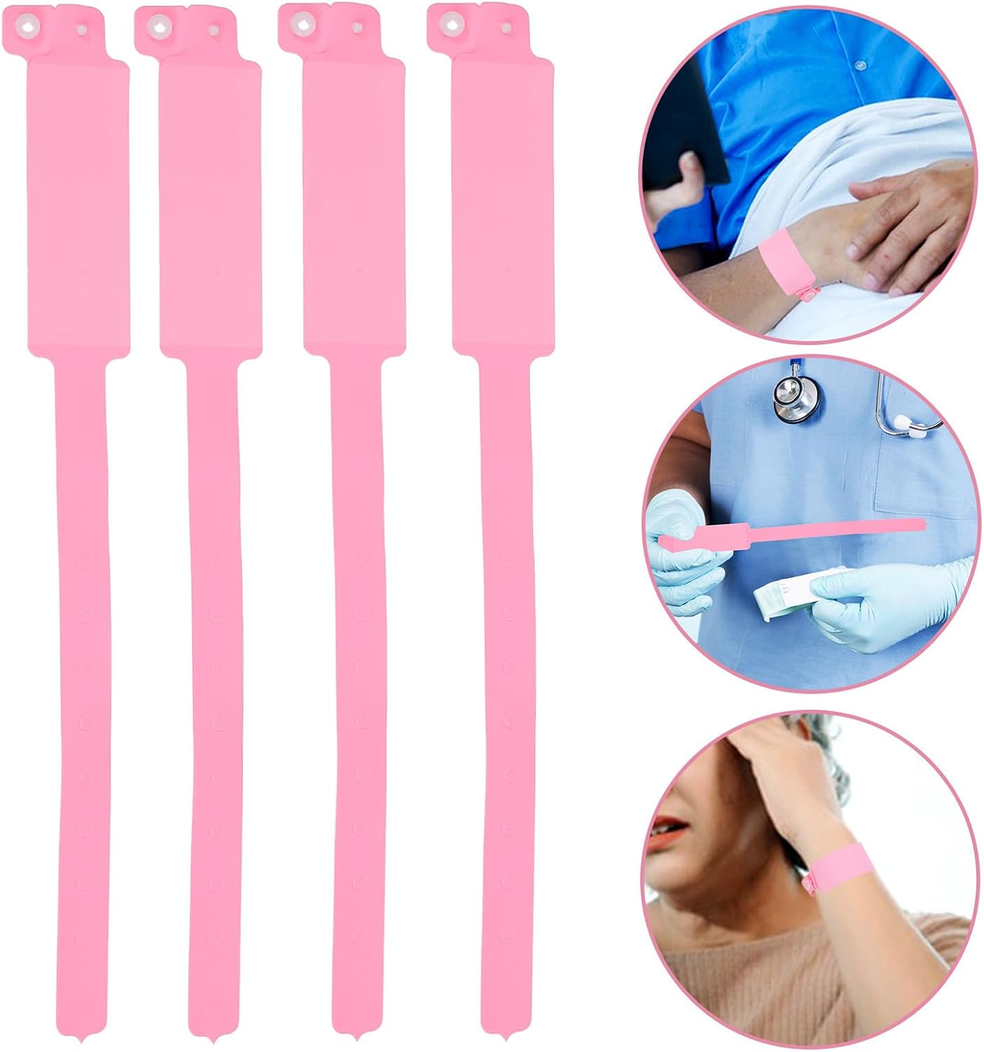 KICHOUSE 100 Stück Einweg Identifikationsarmbänder aus Pvc Reißfest Beschreibbar für Krankenhäuser und Kliniken Rosa – Bild 8