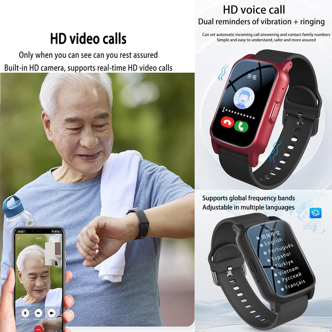 Emergency Watches for Seniors GPS Intelligent Bracelet Seniors SOS Emergency Call Bracelet, Emergency Button for Seniors, GPS Tracker Smartwatch with Fall Detection, Suitable for Elderly People – Bild 5