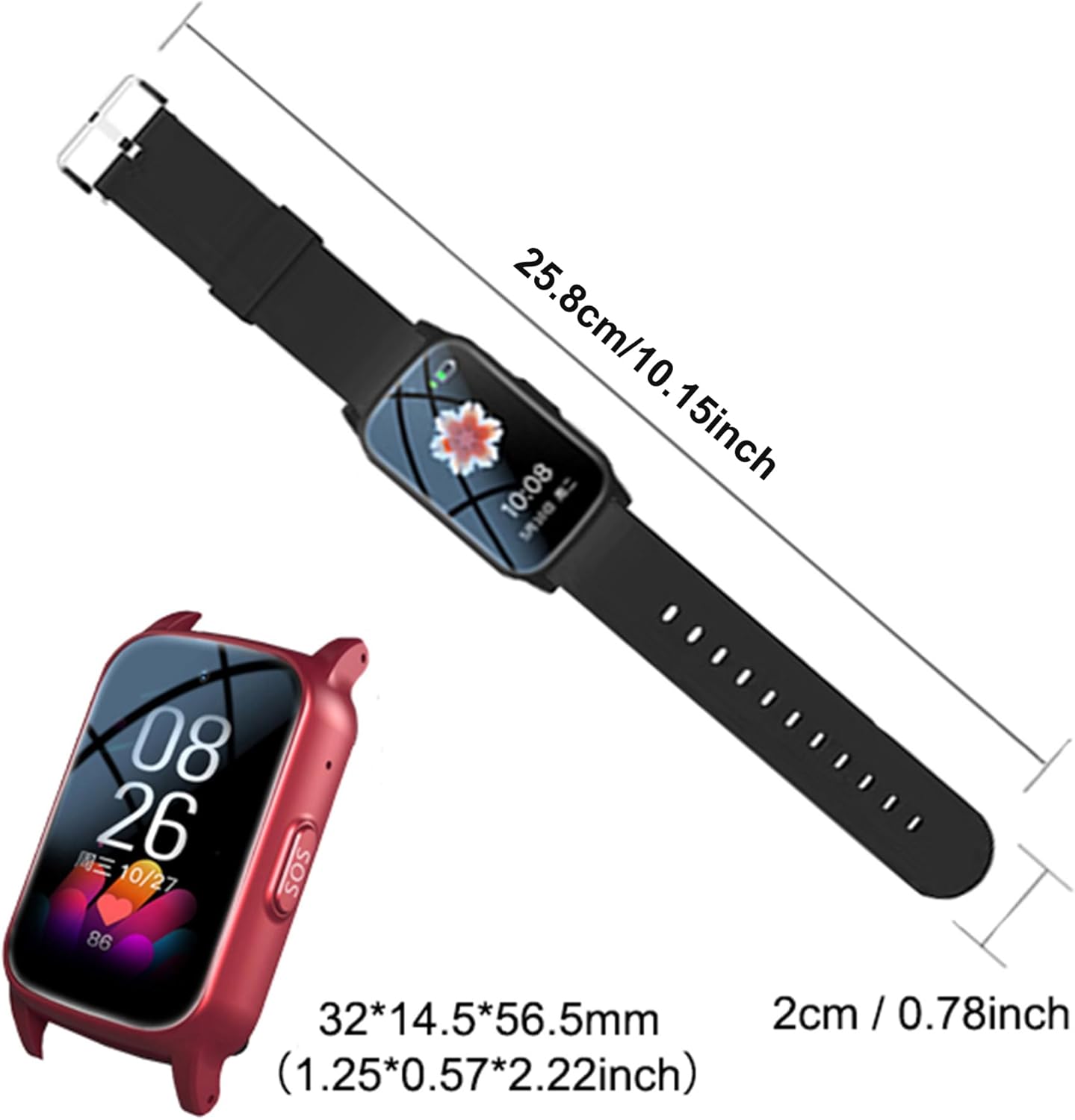 Emergency Watch for Seniors, Emergency Call Watch with Fall Detection, Seniors Emergency Call Bracelet with SOS Emergency Button, HD Voice Call and Waterproof, Emergency Call Button for Seniors, Black – Bild 7