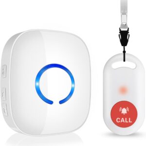 Emergency Call Button for Seniors, Seniors, Emergency Call & Wireless Home Emergency Call, SOS Emergency Button with 150 m Range, 58 Ringtones & 5 Volumes, Care Alarm for Elderly (1 Transmitter 1 Receiver)