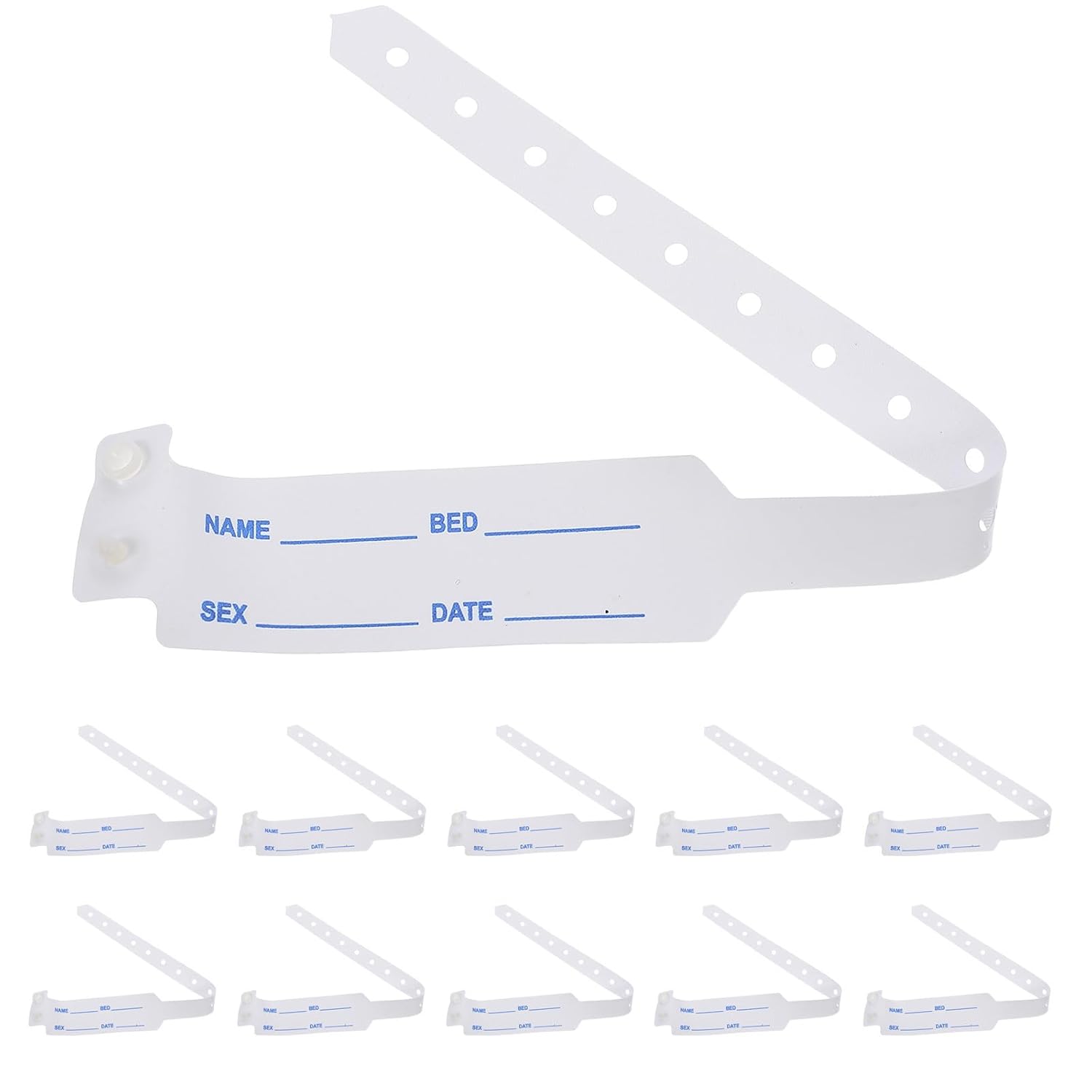 Uonlytech 100 Medizinische Identifikationsarmbänder aus Pvc für Krankenhaus mit Verstellbarer Passform und Einwegfunktion Weiße Sicherheitsarmbänder für Senioren