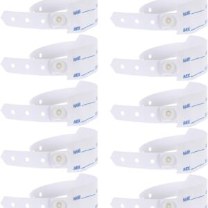 Amosfun Medizinische Armbänder aus Weißem Pvc 100 Stück Wasserfest und Schmutzabweisend Krankenhaus Armbänder zur Patientenidentifikation im Krankenhaus für Erwachsene und Senioren