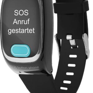 2022 Model - Emergency Watch with Location and Phone Function, Emergency Call Bracelet for Seniors, SOS Emergency Button, GPS Emergency Watch, Black