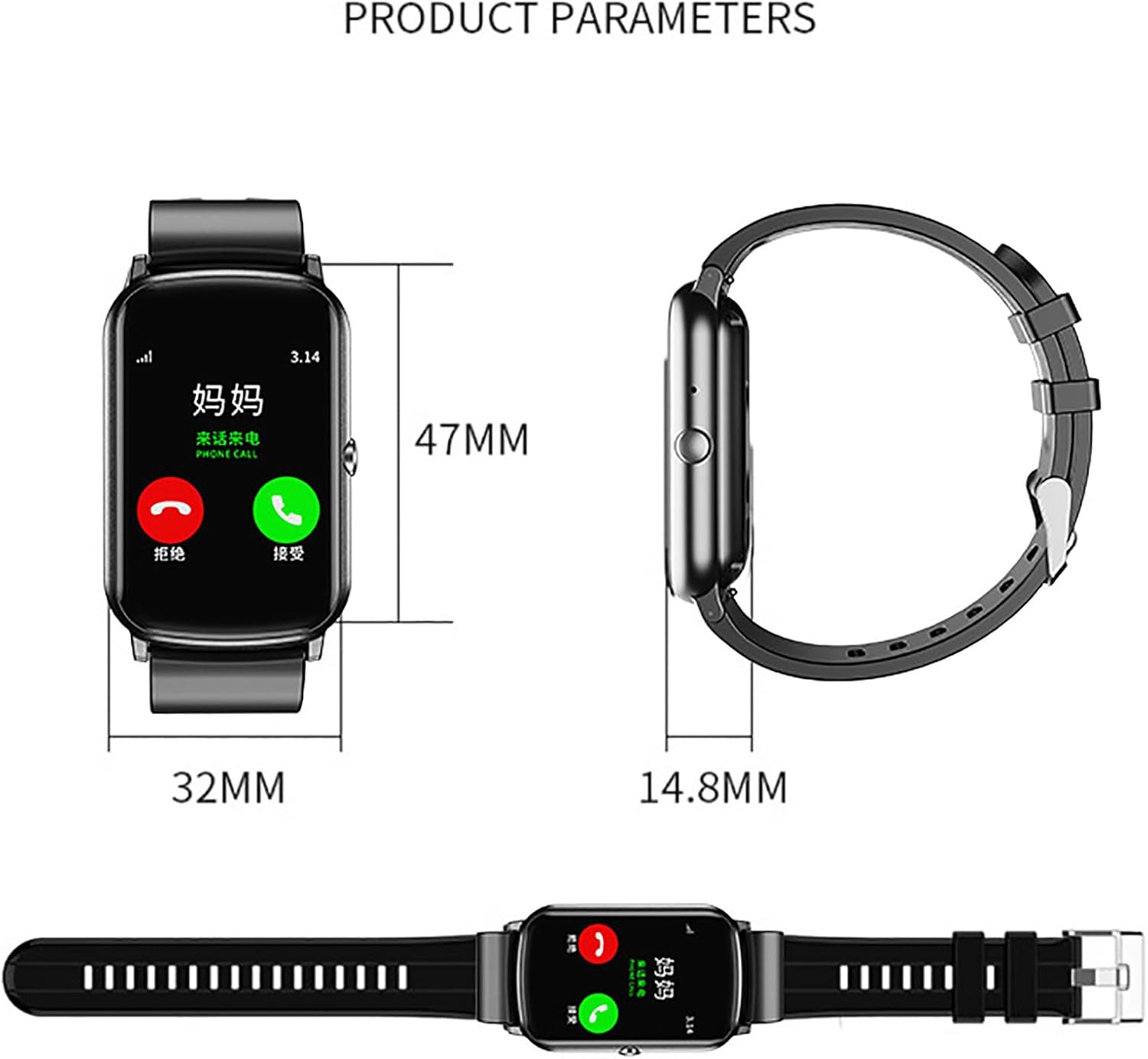 Notfalluhr für Senioren mit Sturzsensor, 1,5-Zoll, GPS Tracker, Gesundheitsüberwachung, Videotelefonie in beide Richtungen, Silikon Armband für Alzheimer-Tracking White – Bild 4