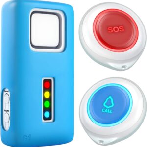 C1 Pager with 2 Call Buttons, Emergency Button for Seniors with Beeper, 2 Emergency Call Buttons and 1 Radio Receiver, Internal Home Emergency Call