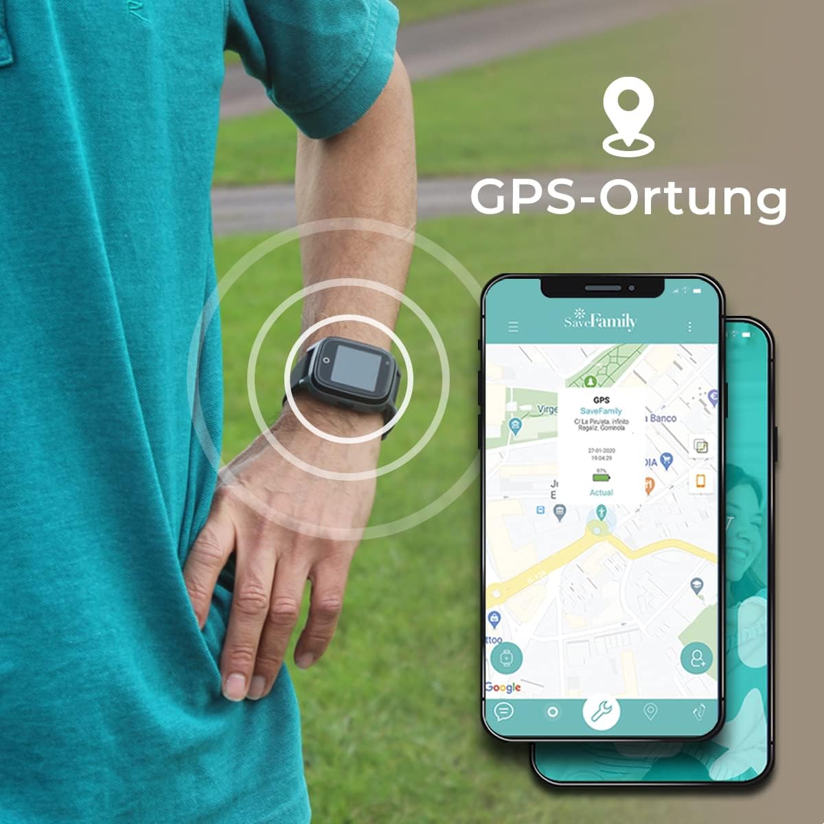 SaveFamily Senior Senior Tracker GPS Calls Emergency Call Reminder Heart Rate Pedometer Own App – Bild 3