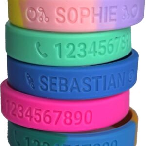 SOS Bracelet for Kids & Seniors - Personalised - Silicone Emergency Bracelet - Medical ID - Emergency Contact - Waterproof & Durable