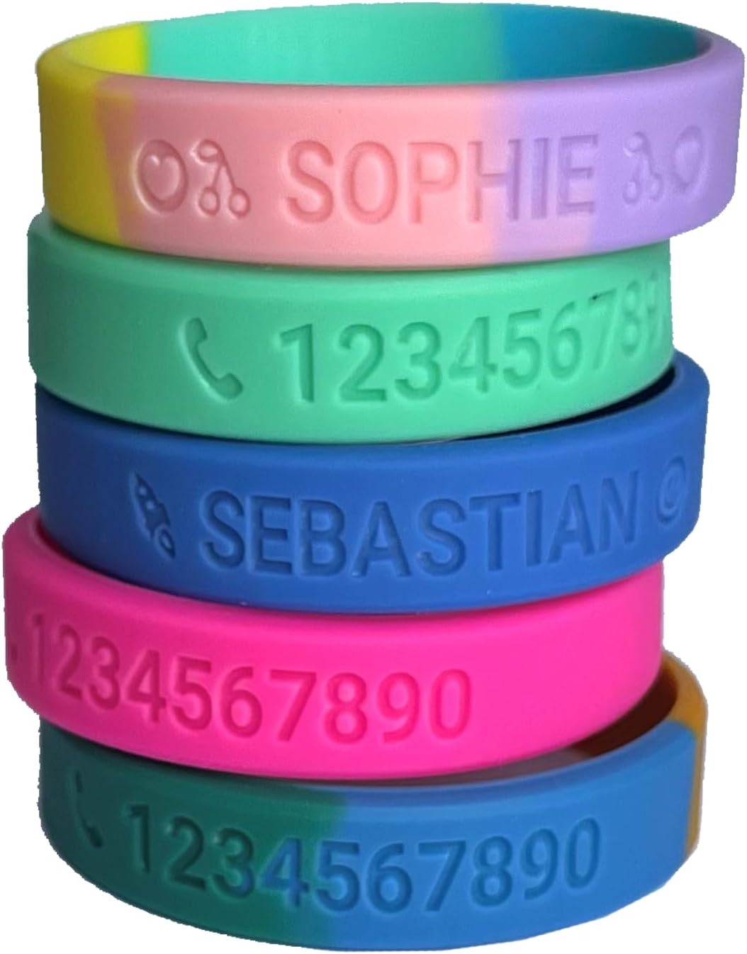SOS Bracelet for Kids & Seniors - Personalised - Silicone Emergency Bracelet - Medical ID - Emergency Contact - Waterproof & Durable