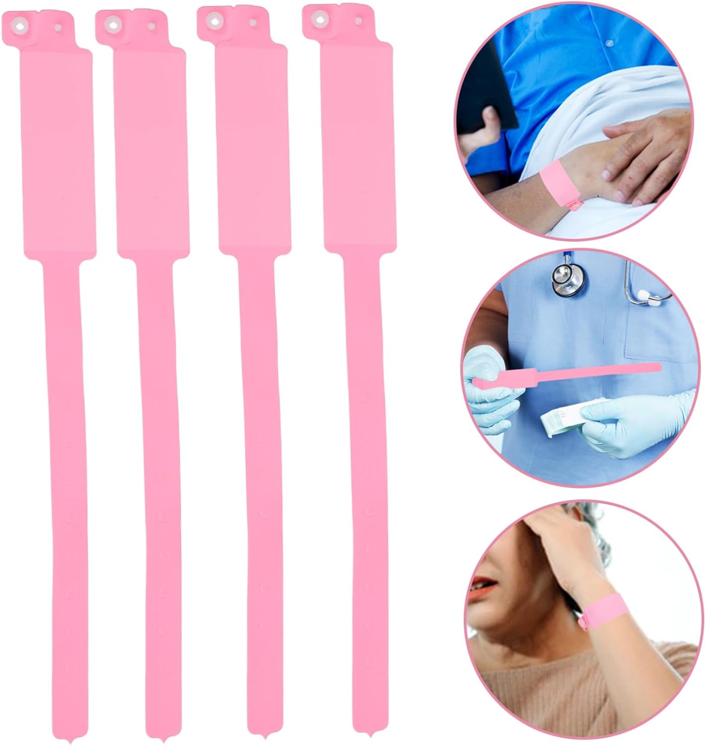 NUOBESTY Pack of 100 Disposable Hospital Bracelets Tear-Resistant Pink with Safety Buckle for Patient Identification – Bild 8