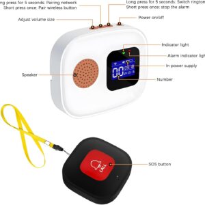 Emergency Call Button for Seniors, Seniors Emergency Call, WiFi Smart Emergency Call Bell Alert System, 6 x SOS Emergency Call Button, 1 x Receiver Digital Display, Home Emergency Call for Elderly Patients, Disabled, Children