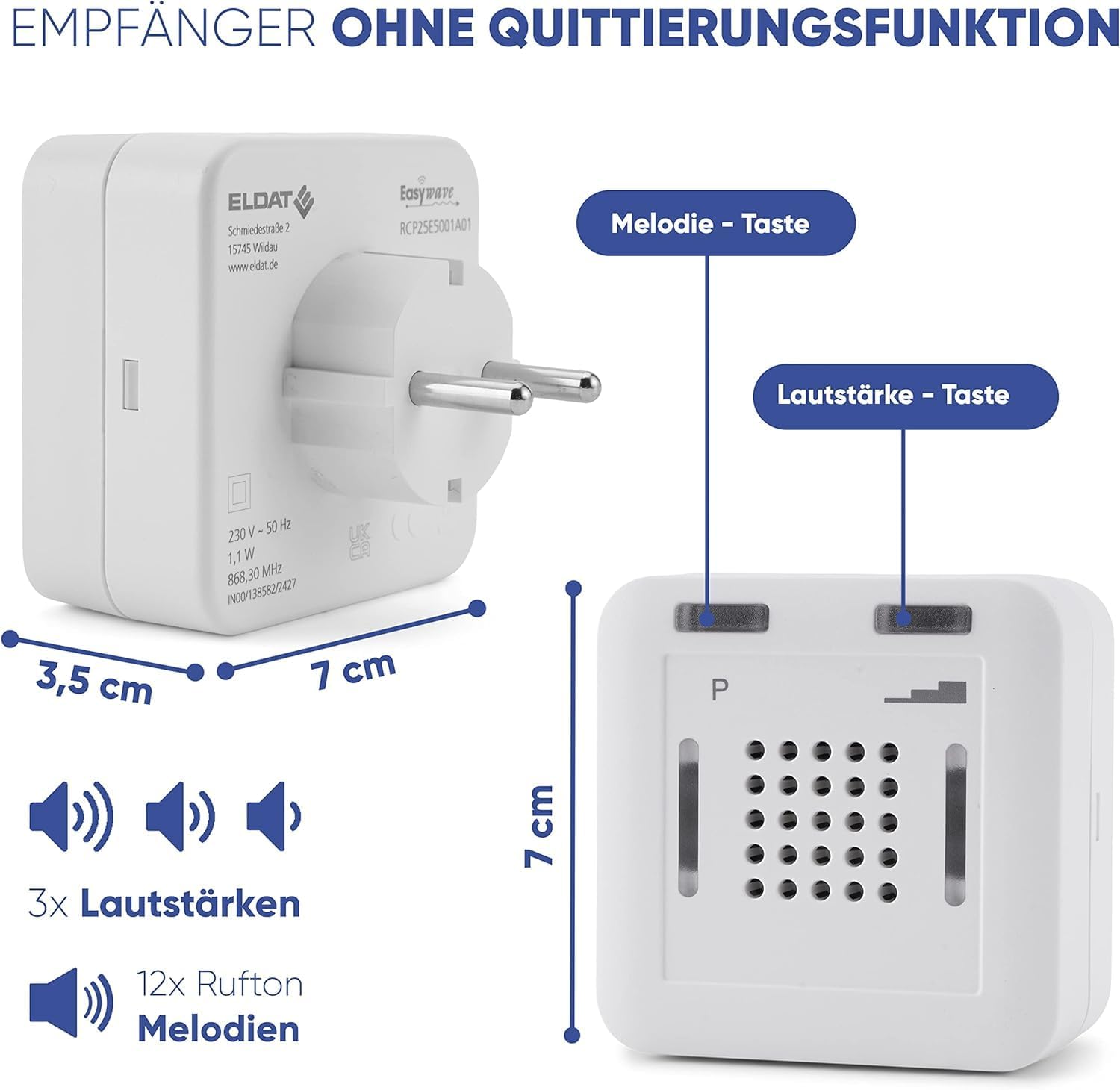 ELDAT - Mobile home emergency call with emergency transmitters - Emergency button for seniors and home care - Model RS10 with RT26 bracelet transmitter – Bild 4